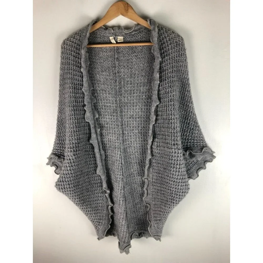Moth Anthropologie Gray Wool Blend Open Front Cocoon Cardigan Sweater Longline S - Picture 1 of 6